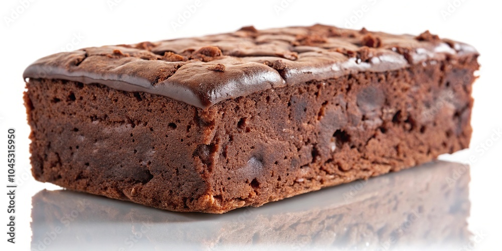 Chocolate brownie bread on white background reflected Chocolate brownie bread on white background reflected