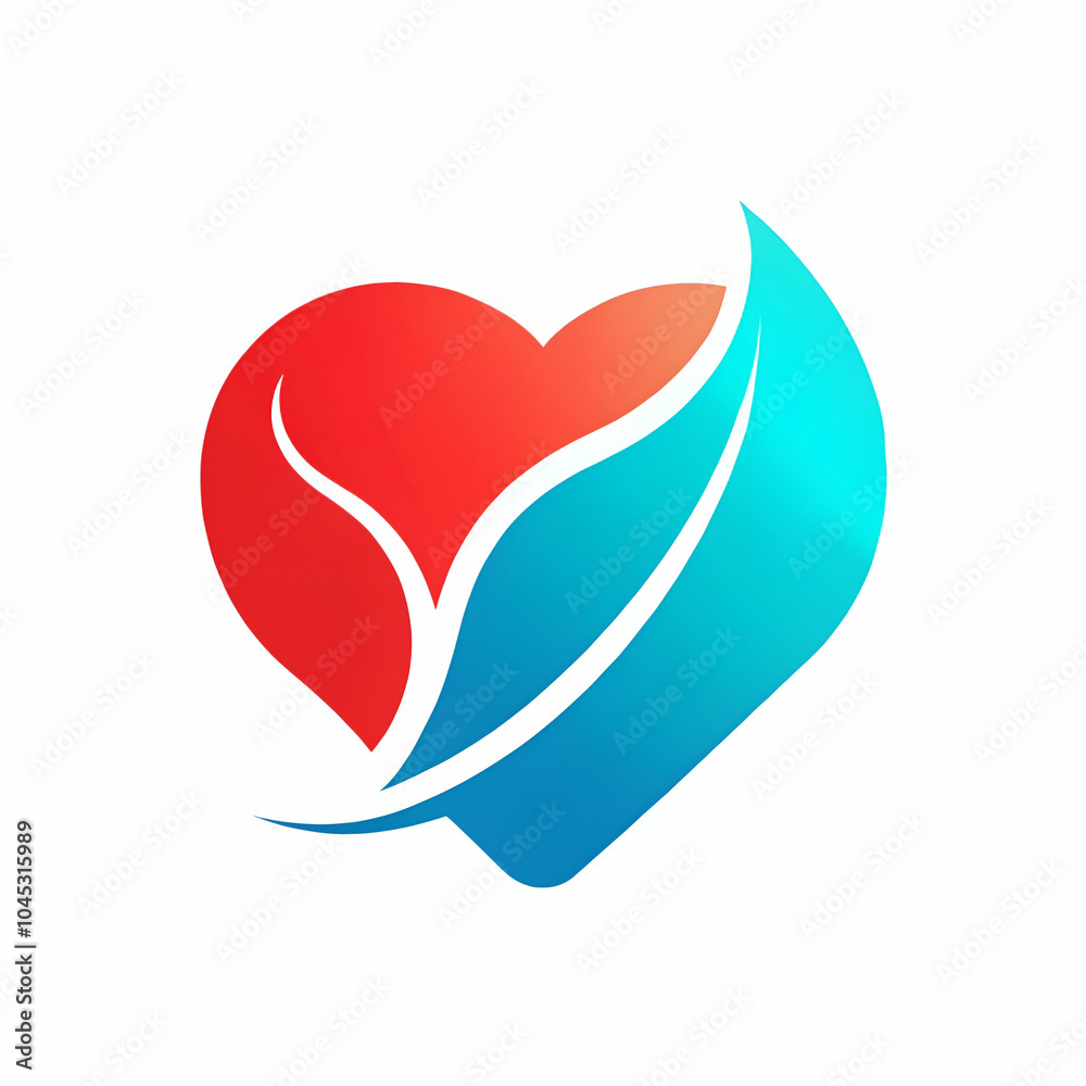 Fototapeta premium Heart with leaf icon natural logo design on white background