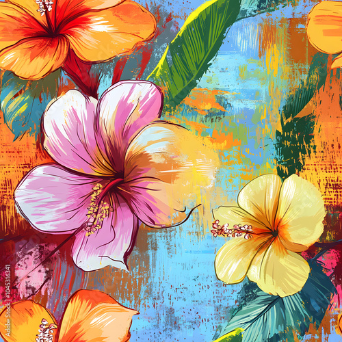 Wallpaper Mural Whimsical Floral and Foliage Designs seamless pattern: Playful Doodles, Geometric Leaves, and Elegant Wildflowers in Bold and Soft Color Palettes. Torontodigital.ca