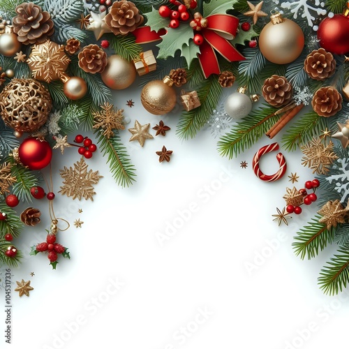 Festive Christmas Wreath with Ornaments and Gifts

