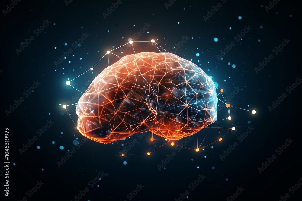 Fototapeta premium Abstract Digital Brain with Glowing Lines and Nodes