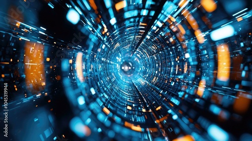 A captivating abstract image of a high-tech tunnel, perfectly suited for projects focused on technology, speed, innovation, and visions of the future.