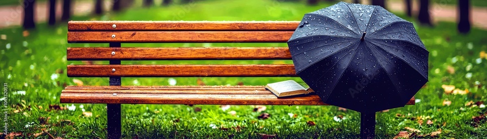 Charming 3D Illustration of a Rainy Day Scene Charming 3D Illustration of a Rainy Day Scene