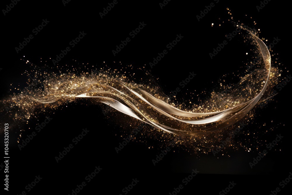Glitter flowing in the wind night black background illuminated. Glitter flowing in the wind night black background illuminated.