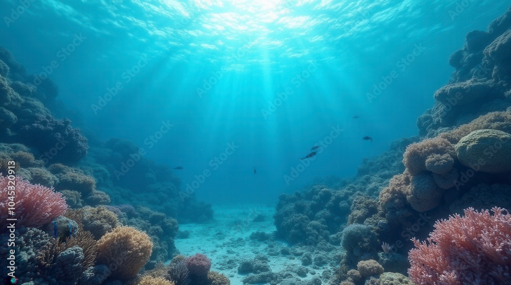 Obraz premium Coral blue water in the ocean underwater life scene oceanic view