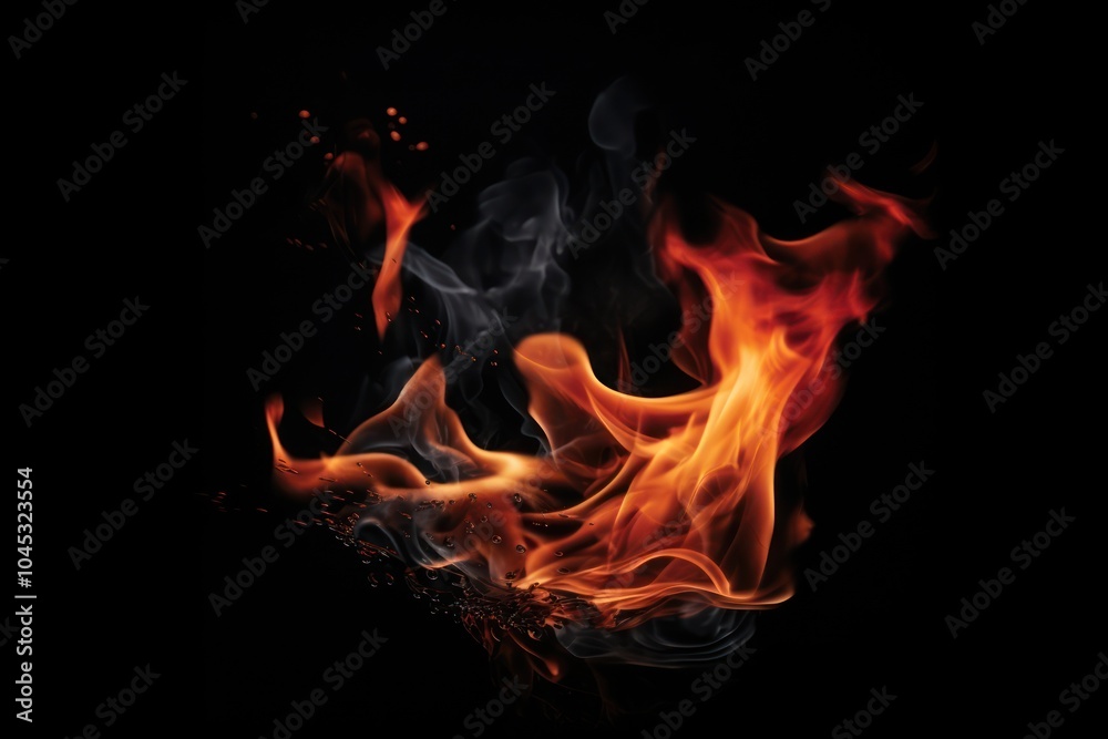 Fire person black black background. Fire person black black background.