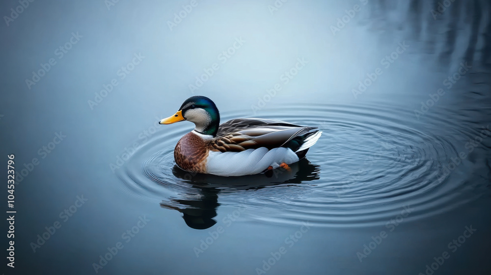 Obraz premium Sleeping duck floating in the calm water