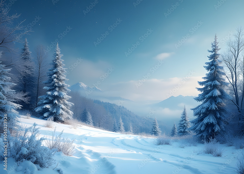 Scenic winter Christmas background with plenty of empty space for text. Scenic winter Christmas background with plenty of empty space for text.
