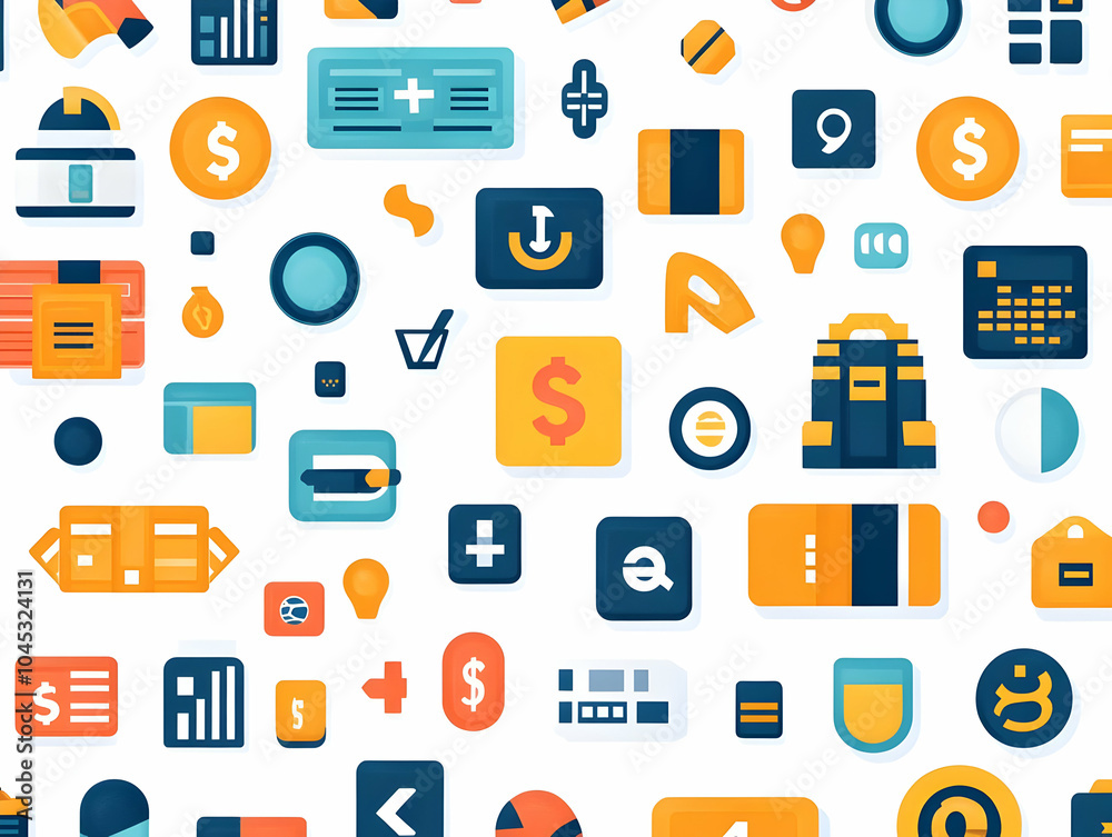 Flat Minimalist Seamless Tile Pattern with Intertwined Currency and Discount Icons | Clean Elegant Design for Modern Business Financial Advertising | Simple Flat Vector Illustration | Ample Copy Space Flat Minimalist Seamless Tile Pattern with Intertwined Currency and Discount Icons | Clean Elegant Design for Modern Business Financial Advertising | Simple Flat Vector Illustration | Ample Copy Space