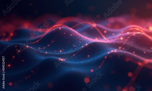 Abstract modern blue waves background or backdrop with glow and bokeh