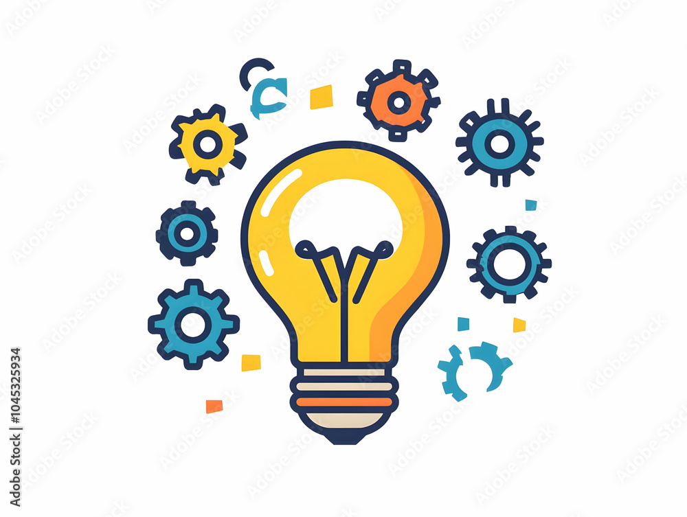Flat Vector Icon Lightbulb Gears Innovative Business Solutions Clean Illustration Interlocking Gears Fusion Innovation Effective Processes Infographic Business Strategies Creative Solutions Flat Vector Icon Lightbulb Gears Innovative Business Solutions Clean Illustration Interlocking Gears Fusion Innovation Effective Processes Infographic Business Strategies Creative Solutions