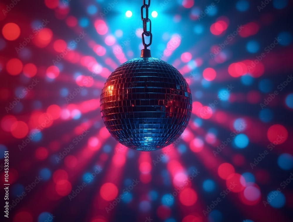 Obraz premium Disco ball with lights abstract colored background disco scene in the nightclub