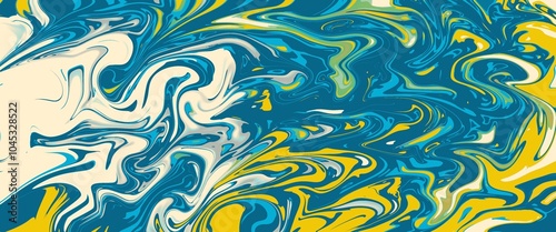 Swirl Blue and Yellow Wallpaper