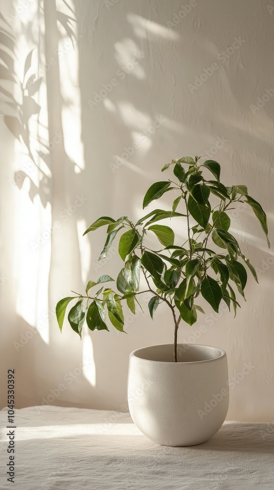 Soft Natural Light with Minimalistic Plant Backdrop Soft Natural Light with Minimalistic Plant Backdrop
