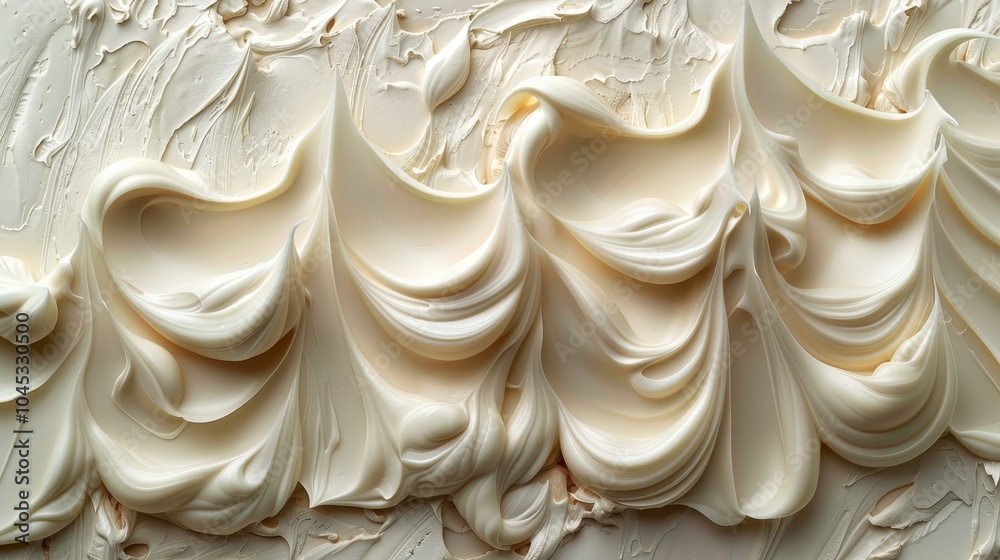 Abstract Background of Smooth, Creamy White Substance with Peaks and Swirls, Culinary Texture Abstract Background of Smooth, Creamy White Substance with Peaks and Swirls, Culinary Texture