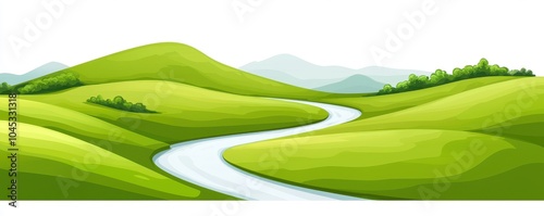 Serene Green Landscape with Flowing River