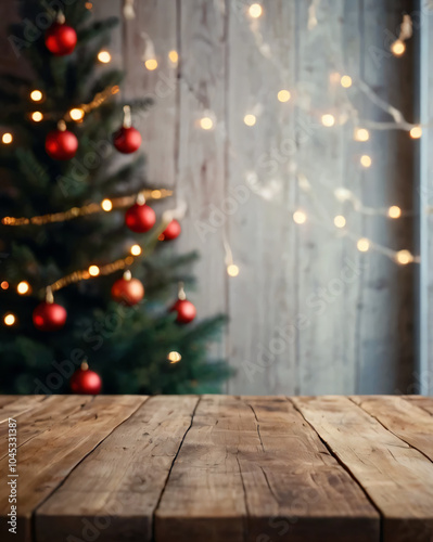 The Christmas background highlights a cozy indoor setting with décor.