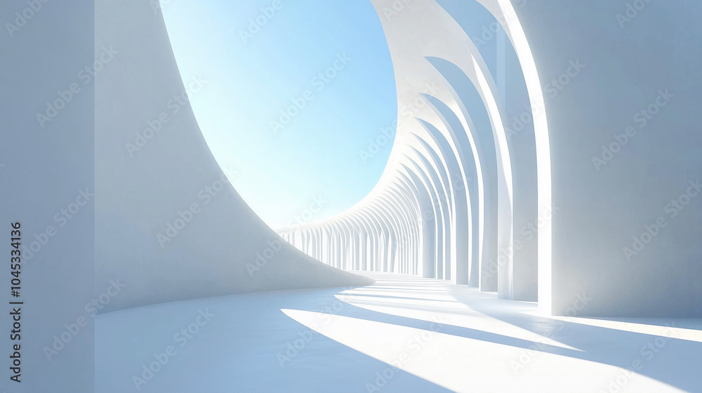 Abstract 3d background soft blue and smooth structural and architectural clean hall corridor for business technology and futuristic on blue sky background. Abstract 3d background soft blue and smooth structural and architectural clean hall corridor for business technology and futuristic on blue sky background.