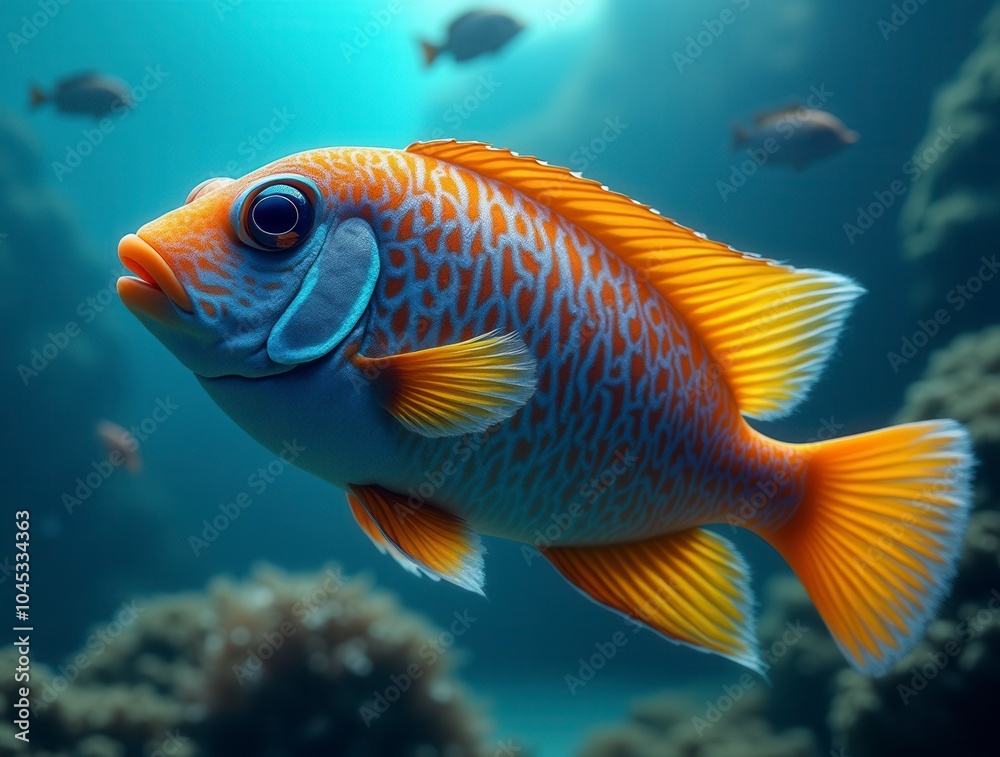 Close up of colorful tropical fish underwater life scene in the ocean Close up of colorful tropical fish underwater life scene in the ocean
