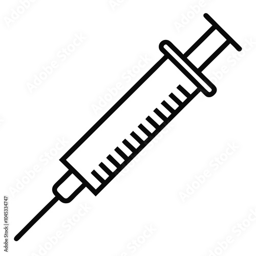 Medical Syringe Outline Vector Icon.