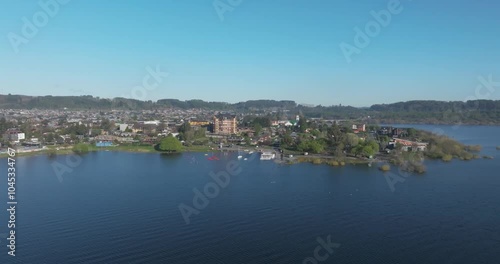 Wallpaper Mural Aerial shot flying over one of the bays of the beautiful city of Villarrica. Araucania, Chile Torontodigital.ca