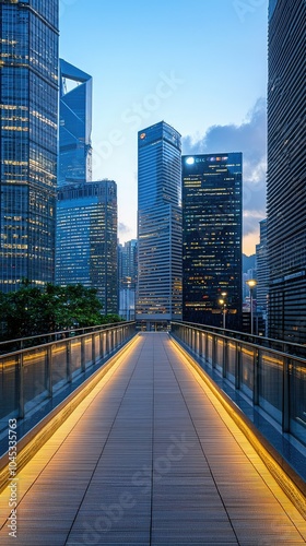 Modern Urban Pathway with Sleek Steel Railings