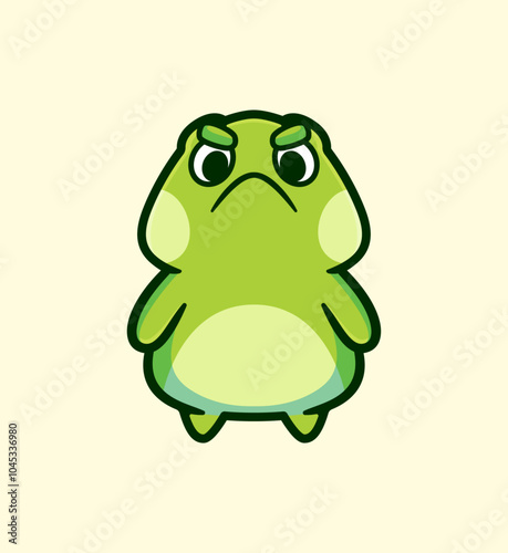 Green Frog Character Illustration in Vector Style Perfect for Children's Products and Digital Media