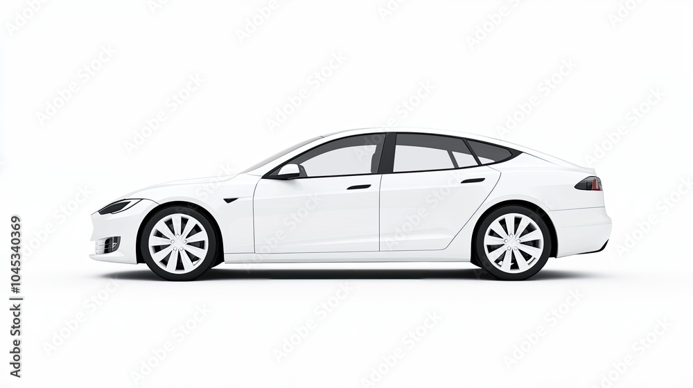 Fototapeta premium Sleek White Electric Sedan