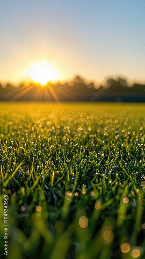 Tranquil Dawn on a Baseball Field with Fresh Grass Tranquil Dawn on a Baseball Field with Fresh Grass