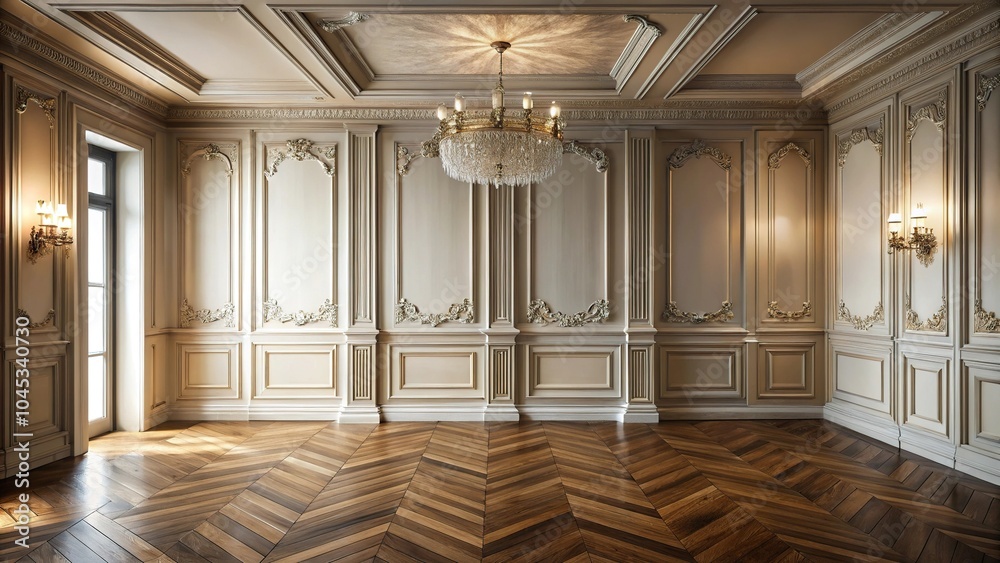 Classic style apartment with wall ornaments and wooden floor