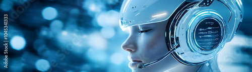 Futuristic Neuro Linked Trading Headset Concept Close Up - Sleek White Neural Interface Device for Direct Brain Trading, Showcasing High-Speed Thought-Controlled Financial Transactions in Photo Stock photo