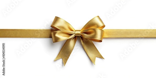 Clean and elegant white background with a gold ribbon knot