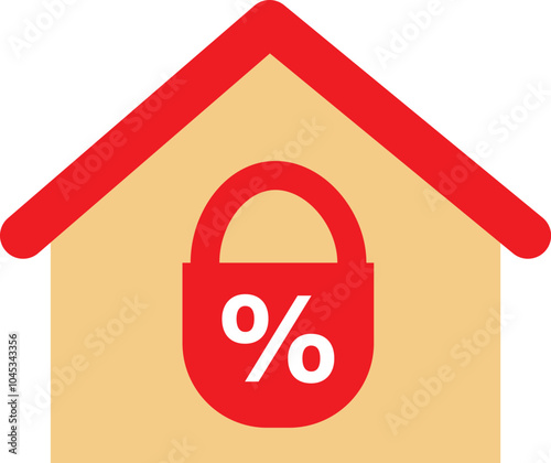 Fixed rate mortgage icon. Fixed and high interest rate sign. Fix interest rate symbol. Locked percentage logo. flat style.
