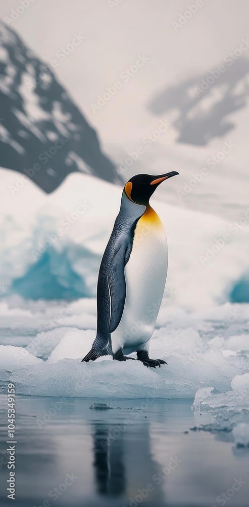 Obraz premium Emperor penguin standing on ice in Antarctica