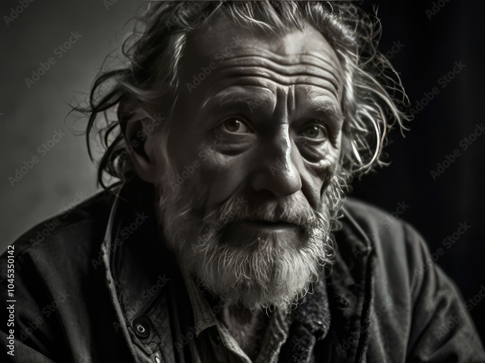 Black and white portrait of an old man