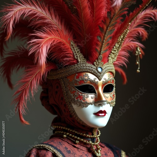 venetian masks feathers photo