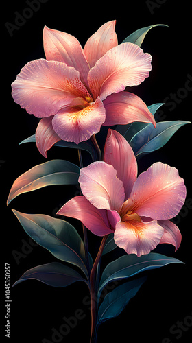 A delicate close-up of a blooming cattleya orchid in a spring garden, showcasing the beauty of nature with its bright petals .