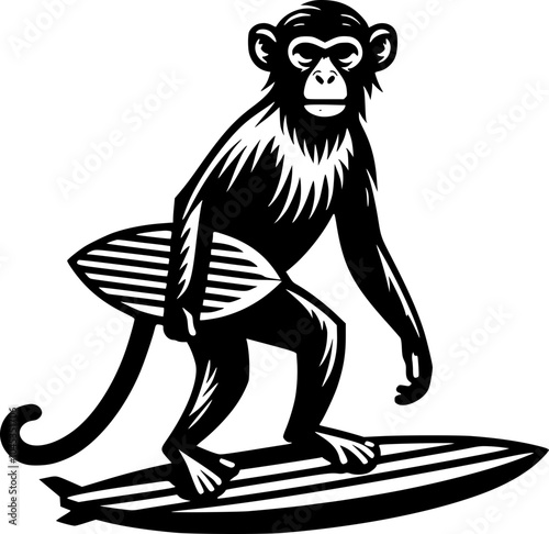 Adventure Sports Monkey Surfer Character Design Element