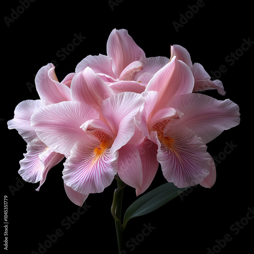 A delicate close-up of a blooming cattleya orchid in a spring garden, showcasing the beauty of nature with its bright petals .