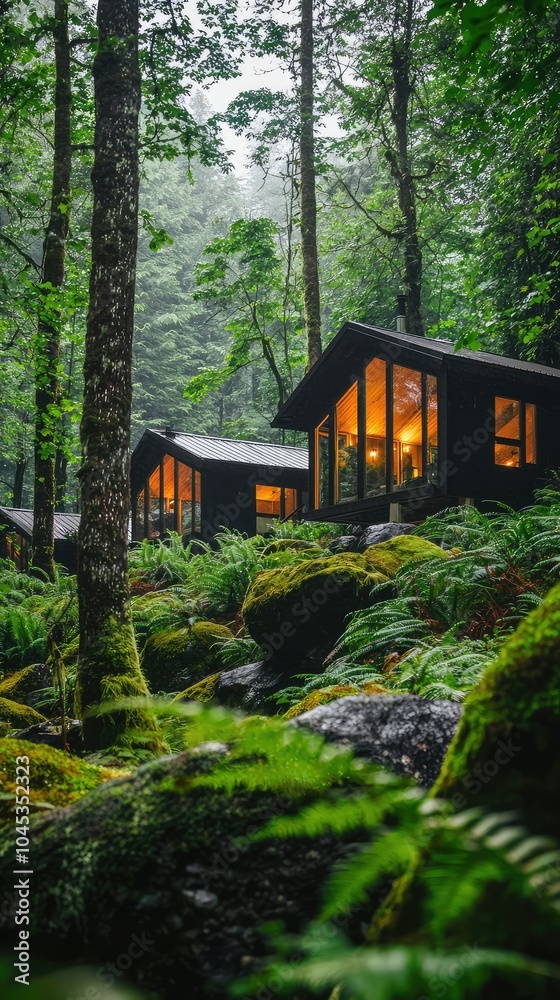 Modern Eco-Friendly Cabins in a Tranquil Forest Retreat Modern Eco-Friendly Cabins in a Tranquil Forest Retreat