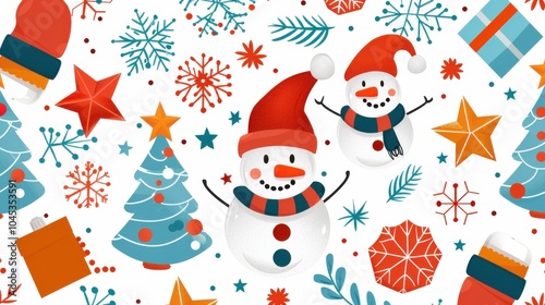 Cute Abstract Christmas Snowman Vector Art