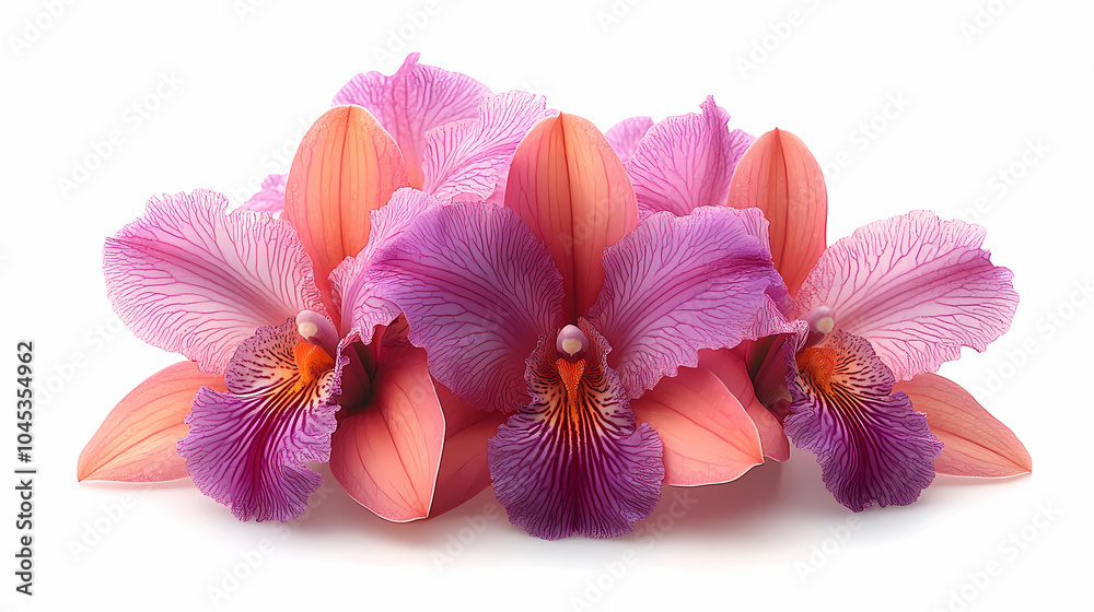 Obraz premium A delicate close-up of a blooming cattleya orchid in a spring garden, showcasing the beauty of nature with its bright petals .
