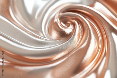 Modern metallic swirl background is flowing in platinum and gold hues