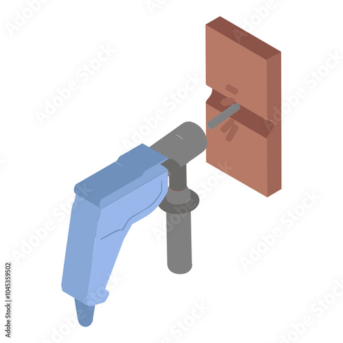 Cordless Drills with handle isometric concept, Hole Making Power Tool vector color icon design, repair maintenance servicess symbol, Home remodeling sign, Building and construction stock illustration