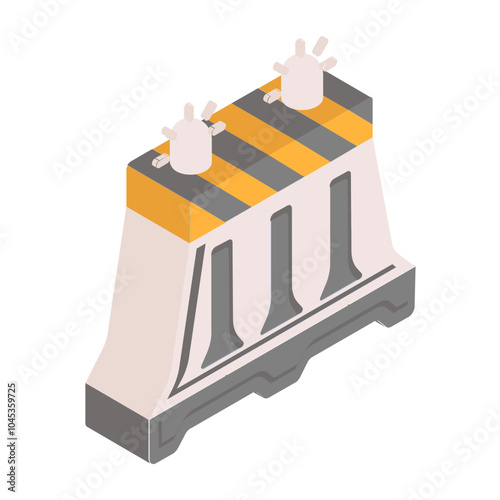 Temporary Construction barriers isometric concept, plastic fencing with red light vector icon design, repair maintenance services symbol, Home remodeling sign, Building and construction illustration