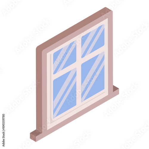 Upvc Energy Efficient Window isometric concept, Closed Tinted Windows Frame vector color icon design, repair maintenance servicess symbol, Home remodeling sign, Building and construction illustration