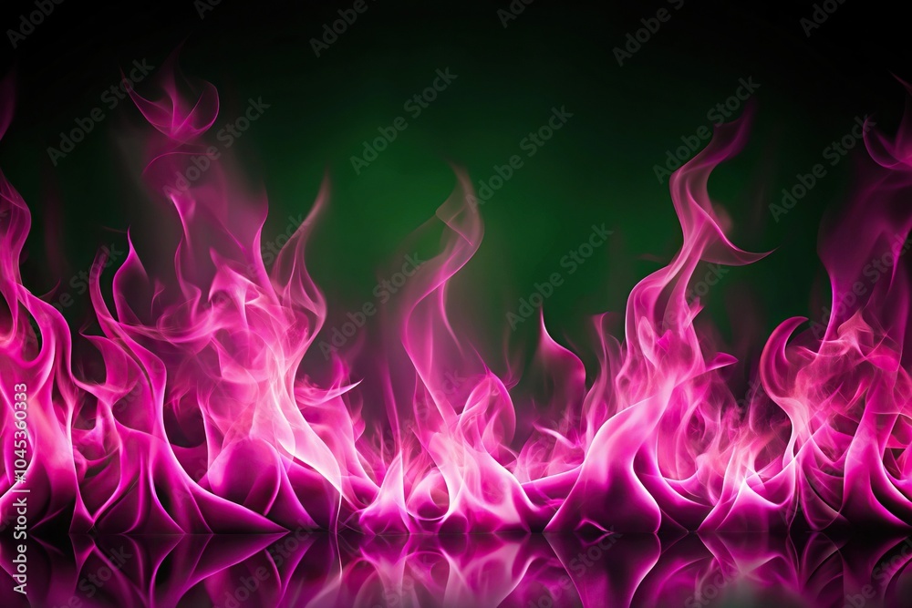 Fototapeta premium Close-Up Abstract pink flames on a dark green background