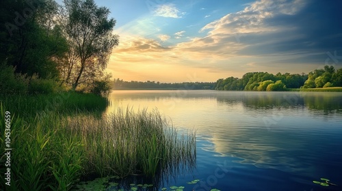 Peaceful Lake at Sunset