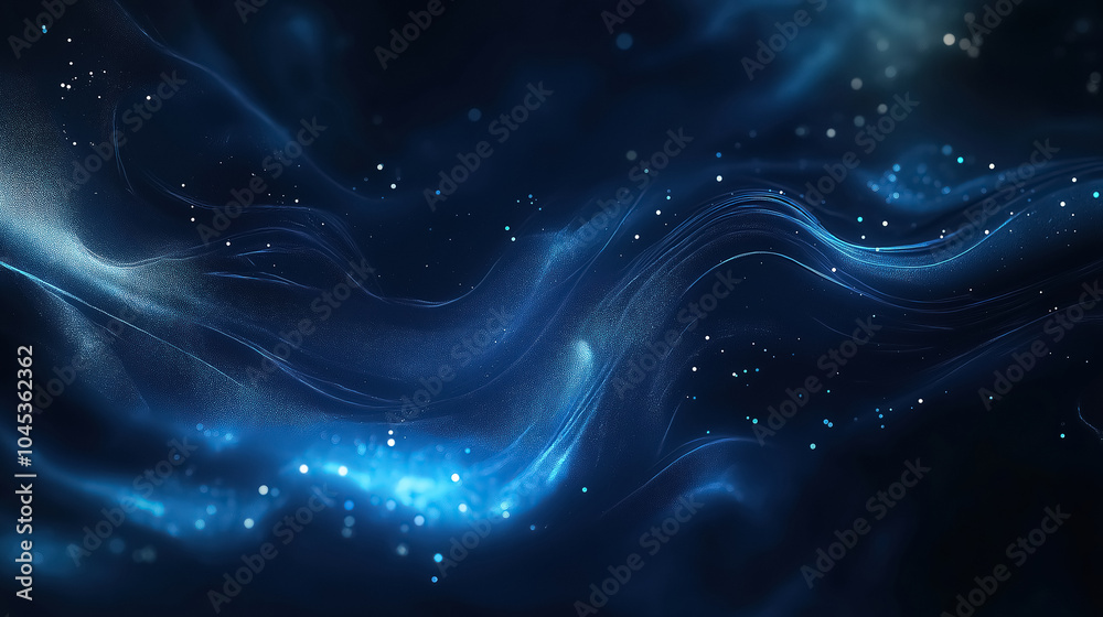 Fototapeta premium An abstract background featuring dark blue tones with glowing particles scattered throughout