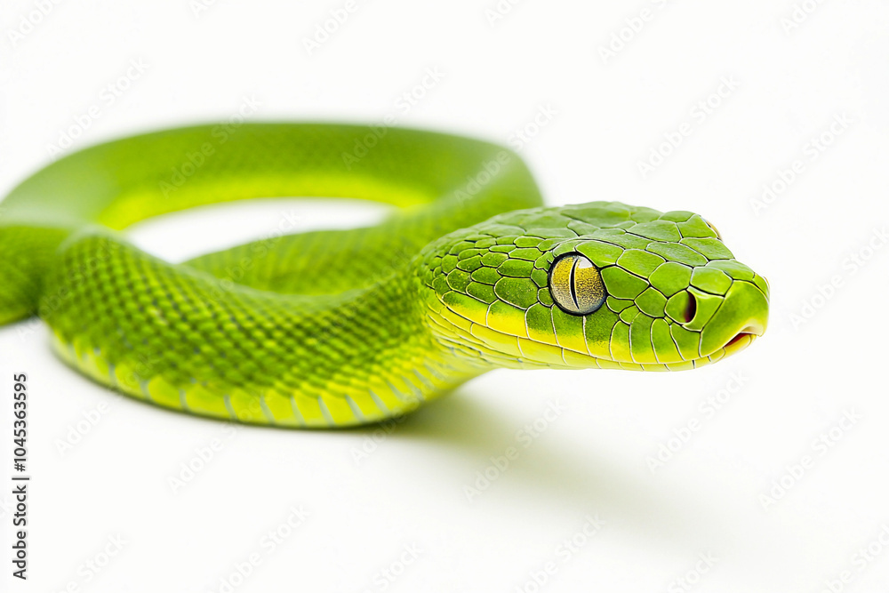 Snake Isolated On White: Cute green snake and vibrant skin texture,Snake Head, Attacking Snake, Viper, Reptiles , Serpent
Snake Isolated On White: Cute green snake and vibrant skin texture,Snake Head, Attacking Snake, Viper, Reptiles , Serpent